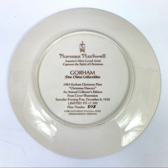 Norman Rockwell Christmas Dancers 1983 Collector Ltd Edition Gorham plate china - Picture 2 of 3